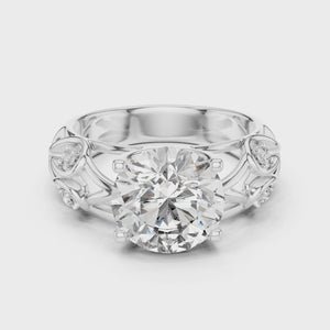 Solitaire Lab-Grown Diamond Engagement Ring with Intricate Filigree Band in White Gold
