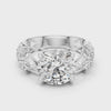 Solitaire Lab-Grown Diamond Engagement Ring with Intricate Filigree Band in White Gold