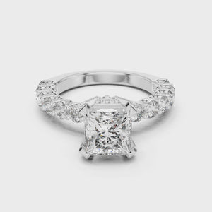 360-degree video of a 2 CT princess cut lab grown diamond engagement ring