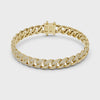 Video of yellow gold pave cuban link lab grown diamond bracelet