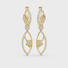 Video of yellow gold lab grown diamond floral vine leverback drop earrings