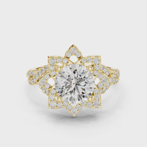 360 degree video of 1.5 CT round cut lab grown diamond engagement ring
