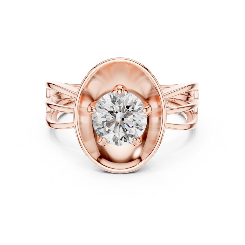1 CT round solitaire lab-grown diamond engagement ring with a split-shank band