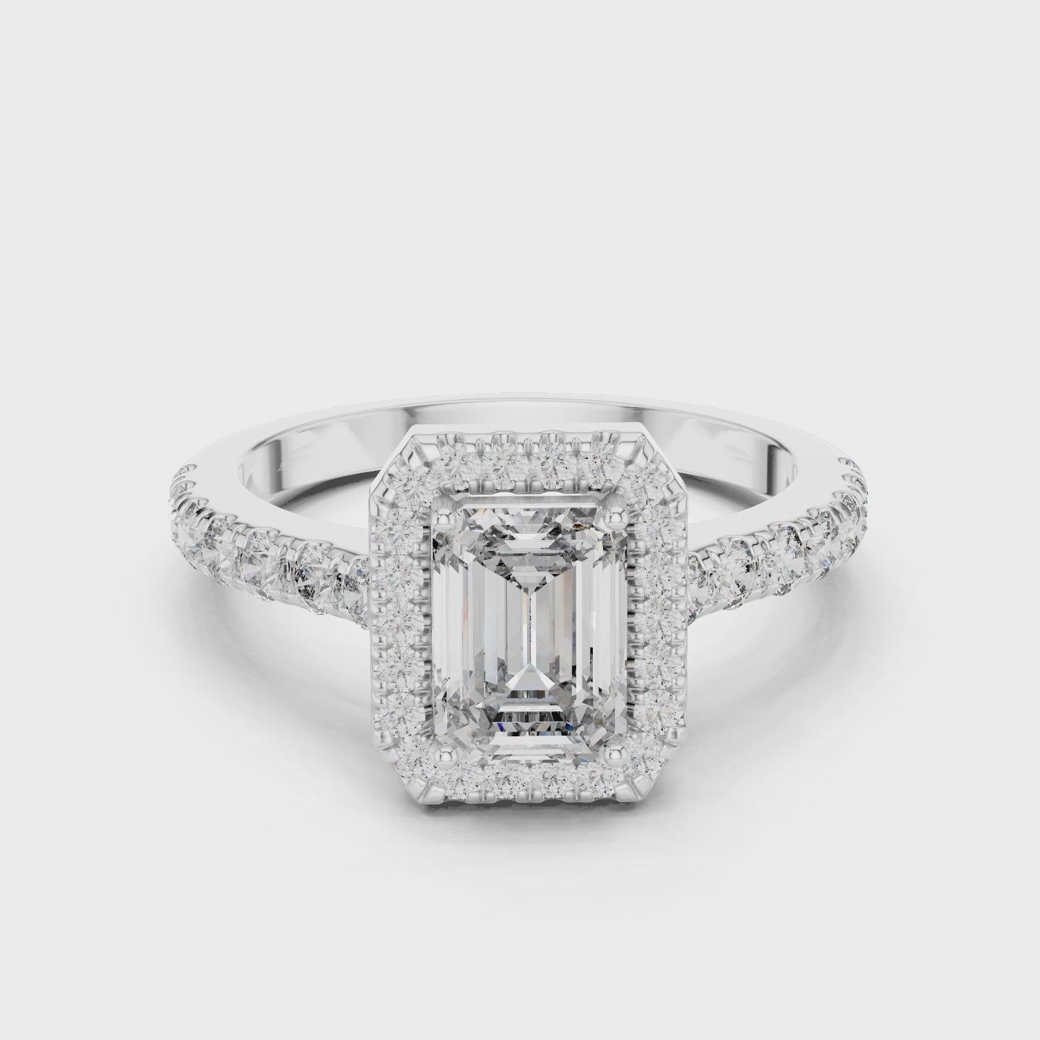 Emerald Cut Lab Grown Diamond Halo Ring