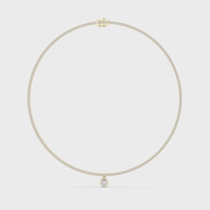 Video of 4.53 CT lab grown diamond tennis necklace with pear drop