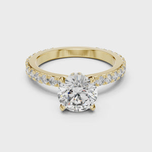 360 degree video of 1.1 CTW round hidden halo lab grown diamond engagement ring