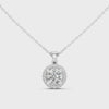 Video of white gold round solitaire lab-grown diamond halo pendant