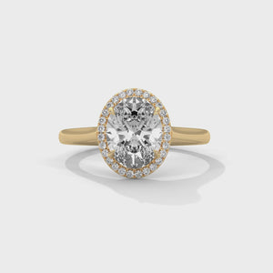 1.86 Carat Oval Cut Lab Grown Diamond Engagement Ring – 360° Video, Halo | Luzora Jewels