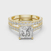 1.5 CT Princess Cut Lab Grown Diamond Split Shank Engagement Ring in yellow gold — 360 spin video by Luzora Jewels