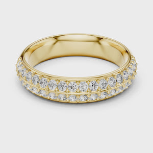 360 degree video of 0.54 CT round two-row pave lab grown diamond anniversary band