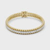 Video of yellow gold emerald cut lab grown diamond tennis bracelet