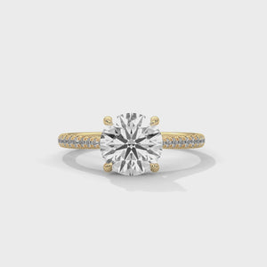2 Carat Round Cut Lab Grown Diamond Engagement Ring – 360° Video, French Pavé Band | Luzora Jewels