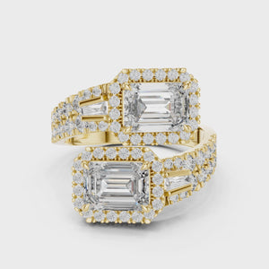 360 degree video of 3.69 CTW emerald cut lab grown diamond engagement ring