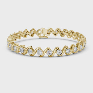 6.46 CT Round Cut Lab Grown Diamond S-Link Tennis Bracelet