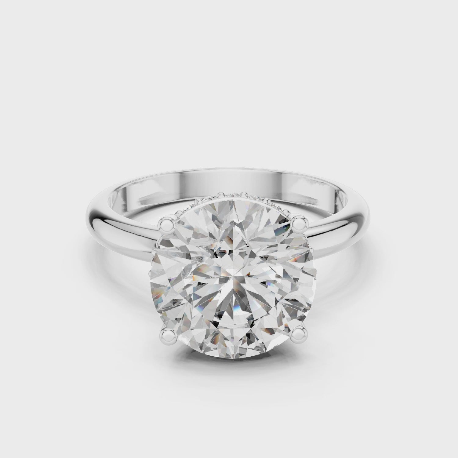 3.74 CT Lab-diamond Round Hidden Halo Engagement Ring