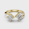 360 degree video of 0.9 CT princess cut open toi et moi lab grown diamond ring