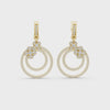 Video of yellow gold lab grown diamond double circle drop earrings