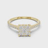 0.6 CT Cushion Cluster Lab Grown Diamond Engagement Ring in yellow gold — 360 spin video by Luzora Jewels