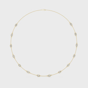 2.80 CT Emerald & Marquise Lab Grown Diamond Station Necklace