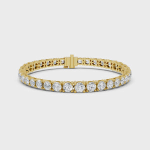 Video of yellow gold graduated lab grown diamond tennis bracelet