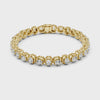 Video of yellow gold east west cushion cut lab grown diamond tennis bracelet
