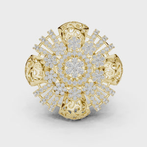 360 degree video of 2 CT round flower lab grown diamond cocktail ring