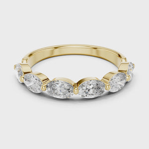 1.5 CT Oval East-West Lab Grown Diamond Wedding Band in yellow gold — 360 spin video by Luzora Jewels