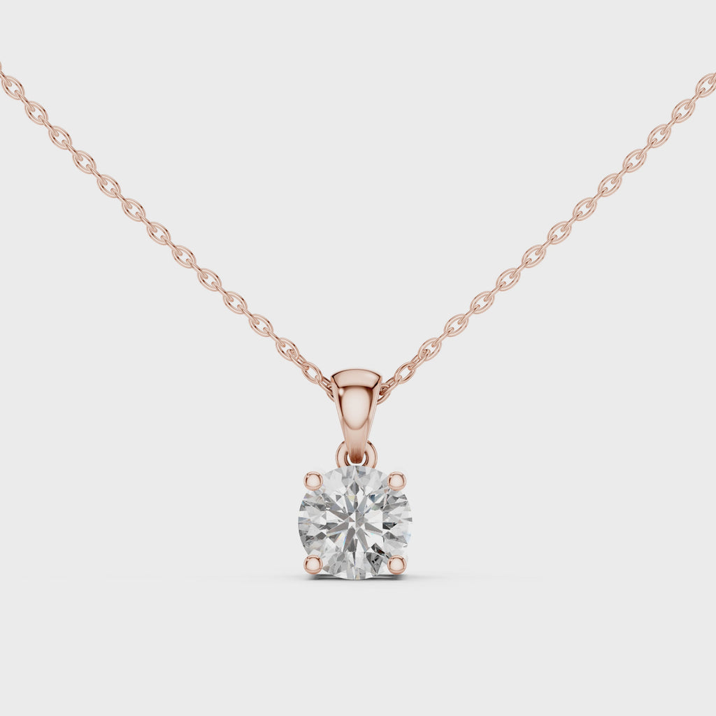 360 Degree Video of 1 CT Round Cut Solitaire Lab-Grown Diamond Pendant in Rose Gold