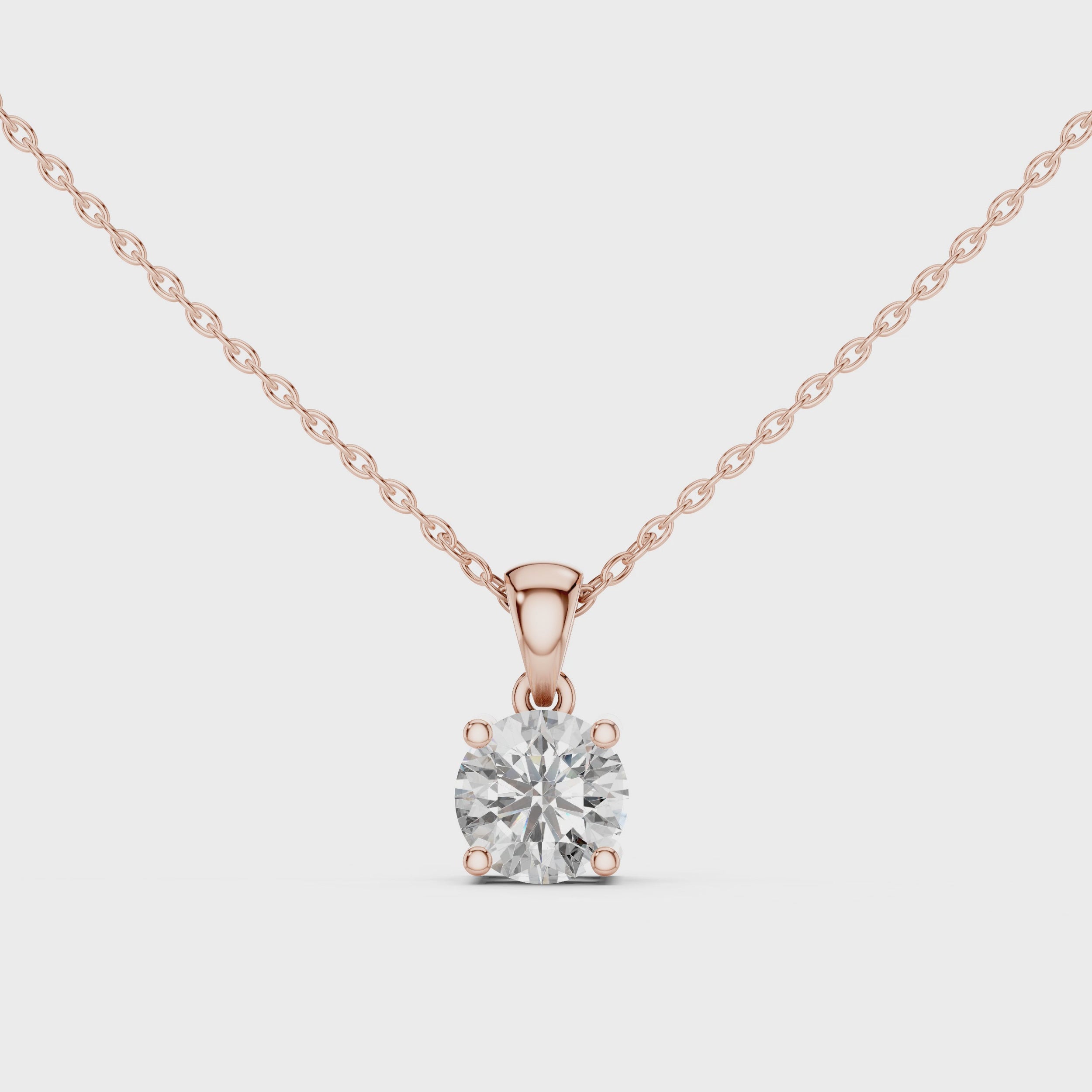360 Degree Video of 1 CT Round Cut Solitaire Lab-Grown Diamond Pendant in Rose Gold