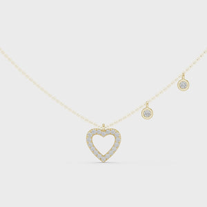 0.48 CT Round Cut Lab Grown Diamond Open Heart Pendant Necklace
