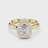 0.70 CT pear cut lab grown diamond halo engagement ring in yellow gold video
