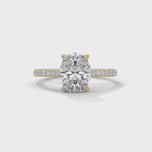 1.75 Carat Oval Cut Lab Grown Diamond Engagement Ring – 360° Video, Pavé Band Solitaire | Luzora Jewels