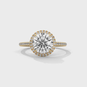 2 Carat Round Cut Lab Grown Diamond Engagement Ring – 360° Video, Halo | Luzora Jewels