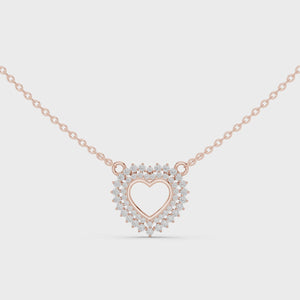 0.38 CT Round Cut Lab Grown Diamond Double Halo Heart Pendant Necklace
