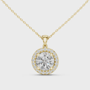 2.80 CT Round Cut Lab Grown Diamond Halo Pendant Necklace