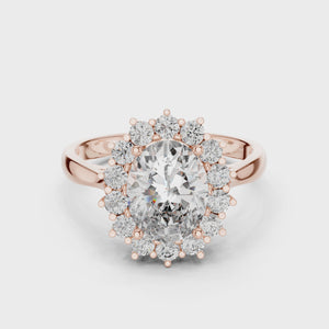 360 degree video of 2 CTW oval halo lab grown diamond engagement ring