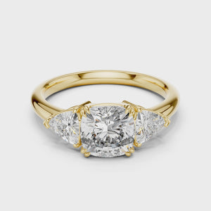 360 degree video of 2.39 CTW cushion cut lab grown diamond engagement ring