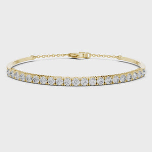 Video of yellow gold diamond bar bangle bracelet